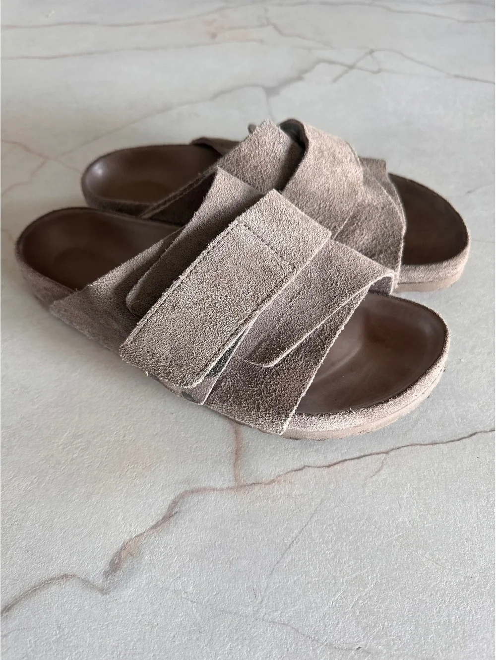 Birkenstock Kyoto Suede Leather Sandals in Gray Taupe Women’s size 39 8-8.5